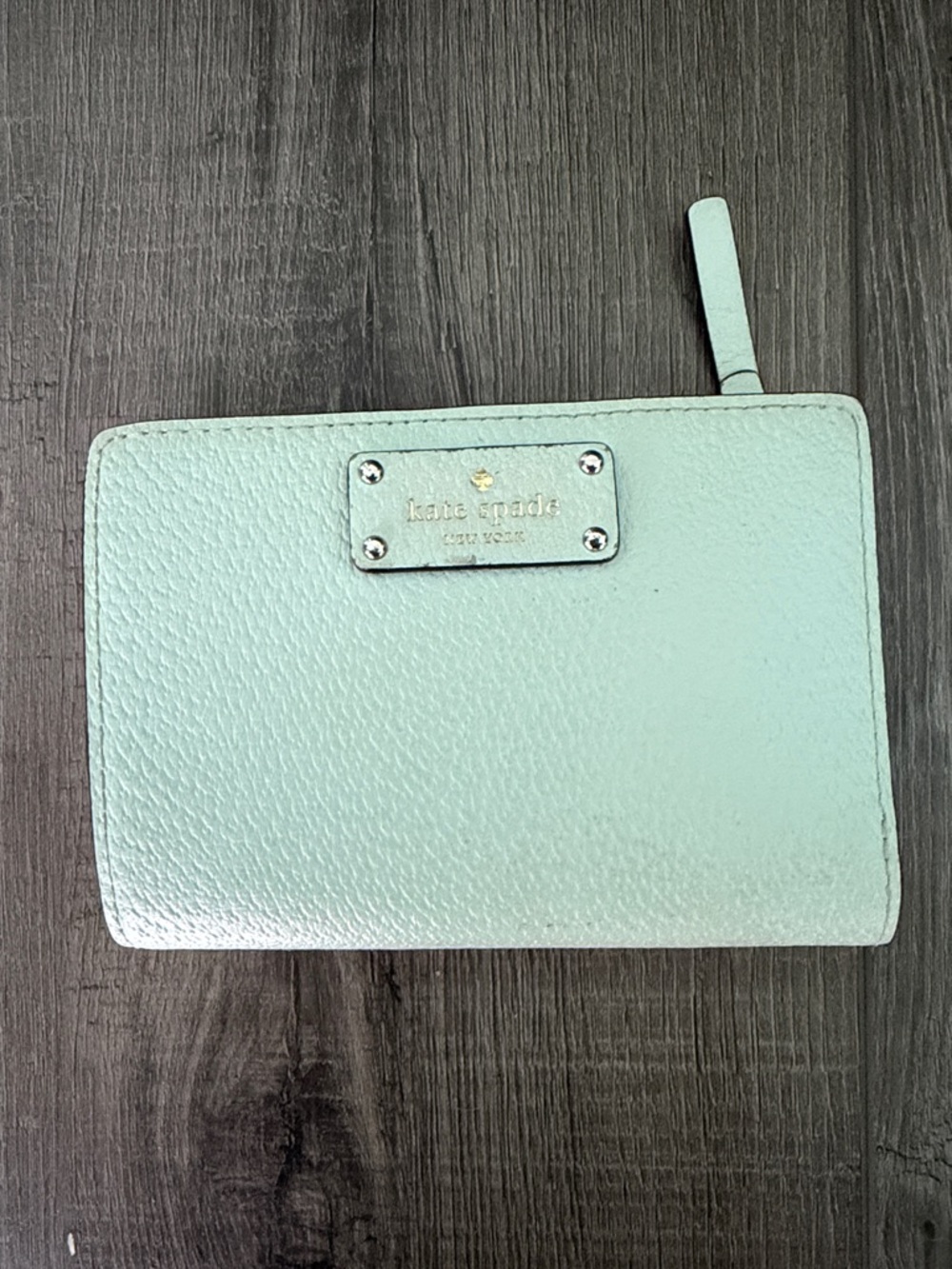 kate spade pebble leather wallet in mint